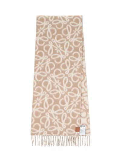 Loewe Reversible Scarf "anagram" In Sand