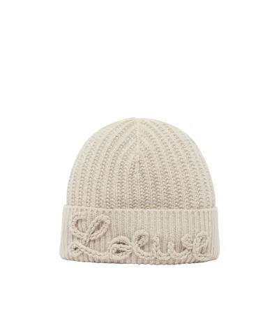 Loewe Rib Knitted Hat In Nude