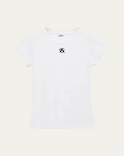 Loewe Ribbed Anagram Short-sleeve Tee In White