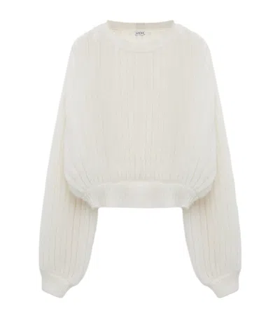 Loewe Ribbed Balloon Sweater In White