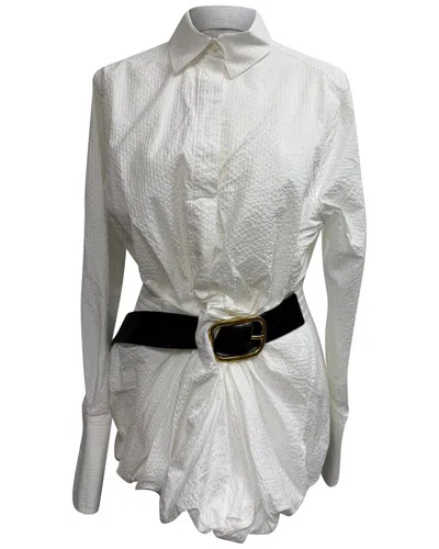Loewe Ribbed Belted Long Sleeve Shirt (authentic Pre-loved) In White