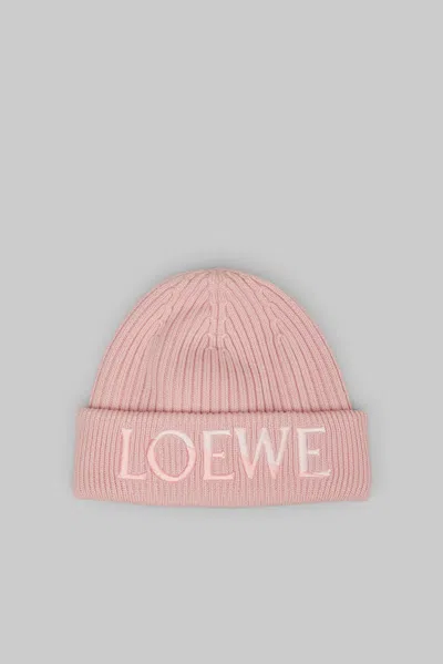 Loewe Ribbed Cashmere Beanie In Pink