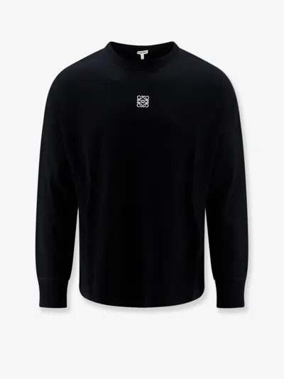 Loewe Ribbed Cotton T-shirt In Black
