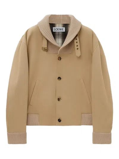 Loewe Ribbed-cuff Buttoned Jacket In Blue
