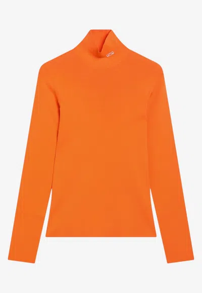 Loewe Ribbed High-neck Top In Orange