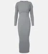 Loewe Ribbed-knit Maxi Dress In Grey