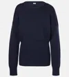 Loewe Long Ribbed Wool Sweater In Navy Blue