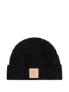 Loewe Anagram Ribbed-knit Cashmere Beanie In Black