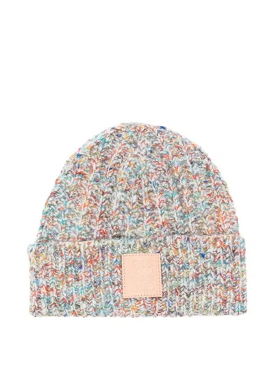 Loewe Ribbed Logo-patch Beanie In White