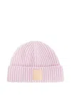 Loewe Womens Light Pink Anagram-patch Ribbed Cashmere Hat In Pink