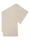 Loewe Ribbed Logo-plaque Scarf In Neutral