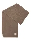 Loewe Ribbed Logo-plaque Scarf In Neutral