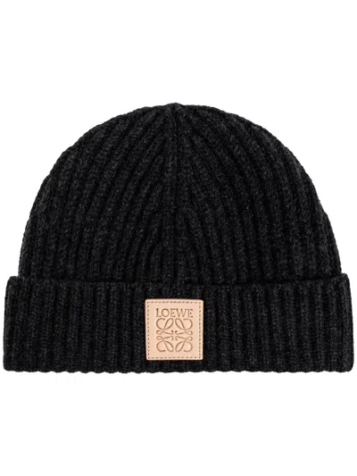 Loewe Ribbed Logo-patch Beanie Hat