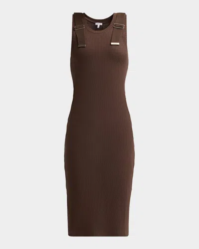 Loewe Ribbed Midi Dress In Brown