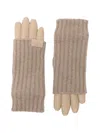 Loewe Leather And Ribbed Cashmere Gloves In Neutral