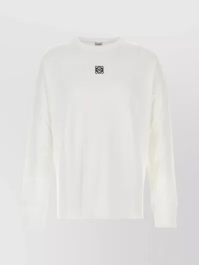 Loewe Ribbed Texture Crew Neck Long Sleeves In White