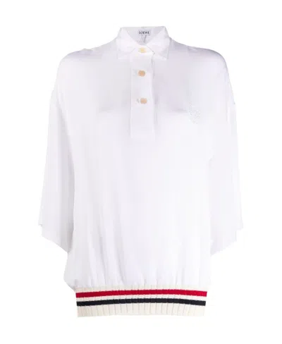Loewe Ribbed Trim Polo Shirt In White