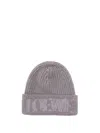 Loewe Ribbed Wool Beanie With Folded Cuff In Gray