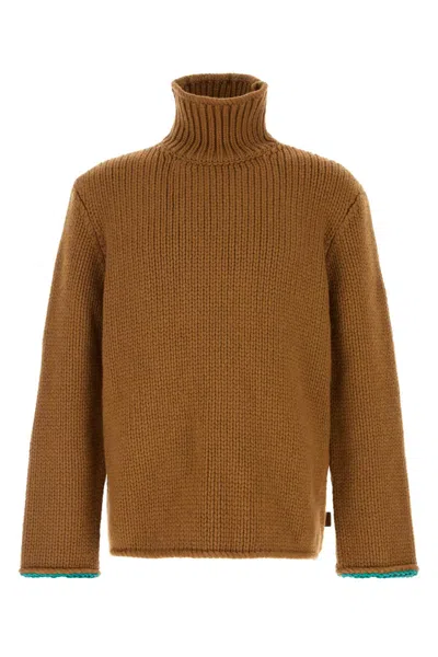 Loewe Brown Wool Turtleneck Sweater In Orange