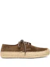 Loewe Rio Lace Up Espadrilles In Suede And Raffia In Brown