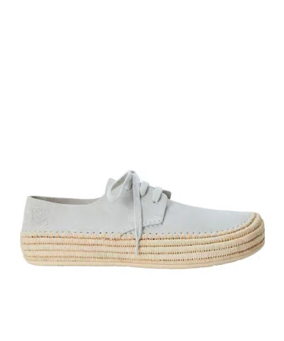 Loewe Rio Lace-up In Suede And Raffia In Nude