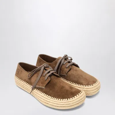 Loewe Rio Lace-up Shoes In Taupe Suede In Brown