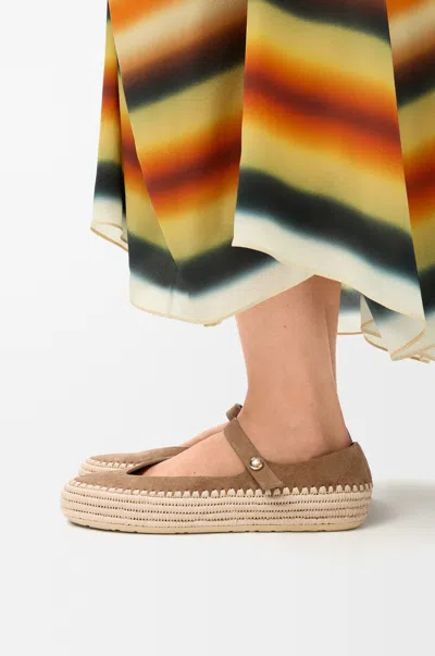 Loewe Rio Mary-jane In Suede And Raffia Size: 41 For Woman In Brown