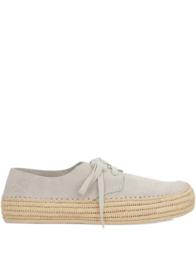 LOEWE RIO PETAL-TOE RAFFIA-TRIMMED LACE-UP SHOES
