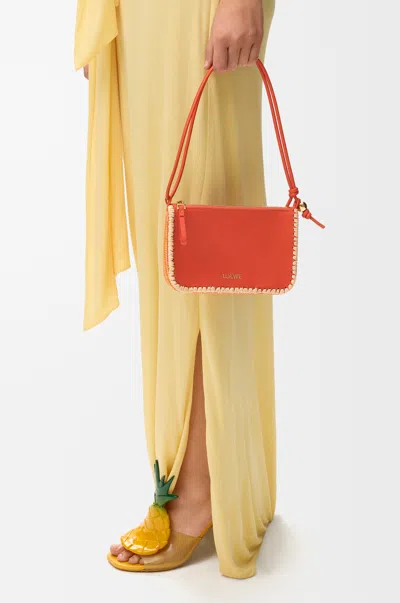 Loewe Rio Pouch In Classic Leather Skin And Raffia For Woman