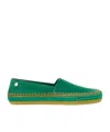 Loewe Rio Slipper In Suede And Raffia In Green
