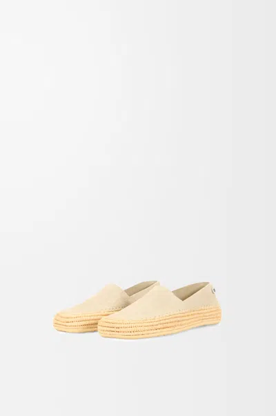 Loewe Rio Slipper In Suede And Raffia Size: 41 For Woman In Neutral