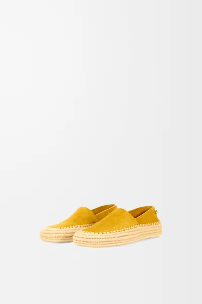 Loewe Rio Slipper In Suede And Raffia Size: 41 For Woman In Yellow