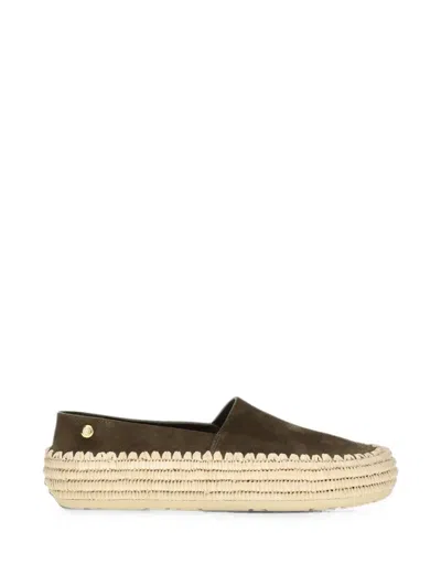 Loewe Rio Slippers In Suede And Raffia In Brown