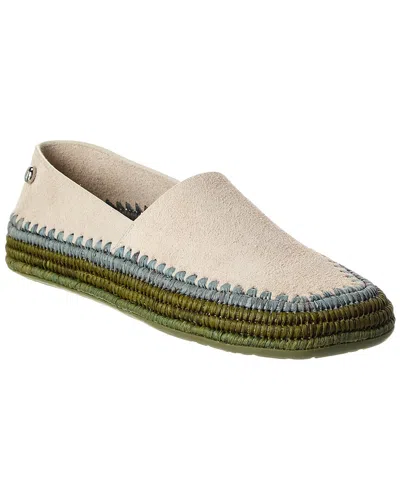 Loewe Rio Suede & Raffia Slipper In Grey