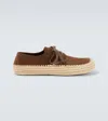 Loewe Rio Lace Up Espadrilles In Suede And Raffia In Brown