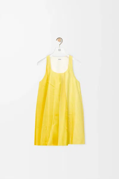 Loewe Gradient-print Crinkled Cotton Mini Shift Dress In Yellow