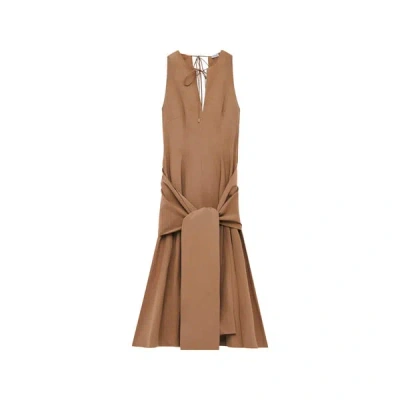 Loewe Robe Midi Portefeuille En Coton In Brown