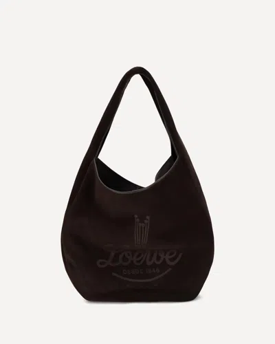 Loewe Roomy Suede Calfskin Hobo Shoulder Bag In Brown