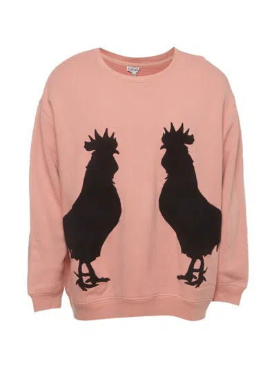Pre-owned Loewe Rooster-embroidered Sweatshirt In Pink