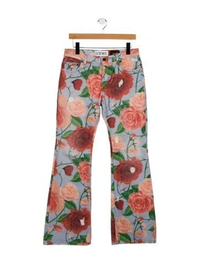 Pre-owned Loewe Roses Wide Leg Jeans In Blue