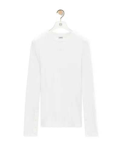 Loewe Round Collar And Long-sleeved T-shirt In White