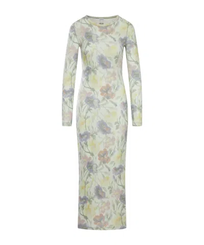 Loewe Round-collar Long-sleeved Dress In Multicolour