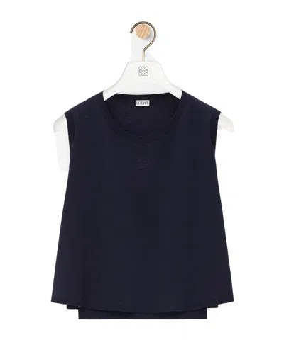 Loewe Round Collar Sleeveless Sweater In Black
