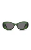 Loewe Womens Dark Green G821mxix01 Oval Frame Acetate Sunglasses In Green