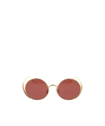 Loewe Round-frame Gold-tone Sunglasses In Pink