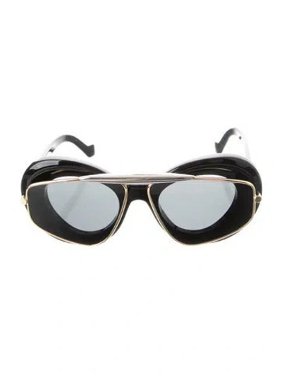 Pre-owned Loewe Round Mirrored Sunglasses In Black