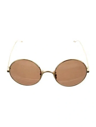 Pre-owned Loewe Round Mirrored Sunglasses In Gold