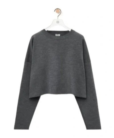 Loewe Round-neck And Long-sleeved Sweater In Dark Gray