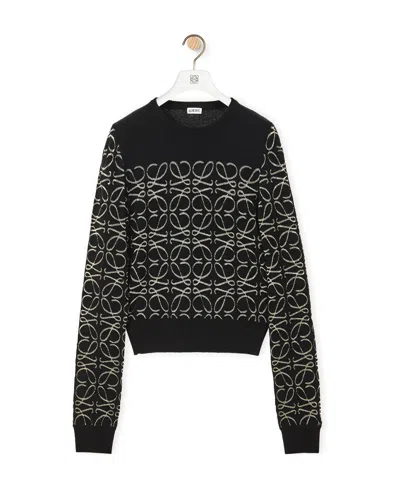 Loewe Round-neck Long-sleeved Sweater In Black