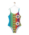 Loewe Anagram Geo Print Low-back One-piece Swimsuit In Multi